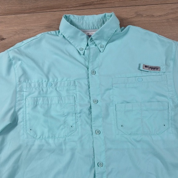 Columbia Men's Tamiami II Aqua Teal Short Sleeve Shirt - Picture 3 of 13